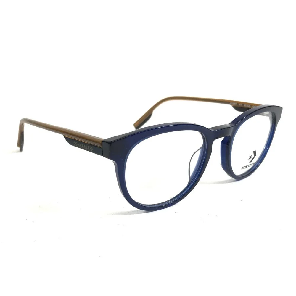 Converse Eyeglasses Frames CV5007 411 Shiny Blue Brown Round Full Rim 51-20-145